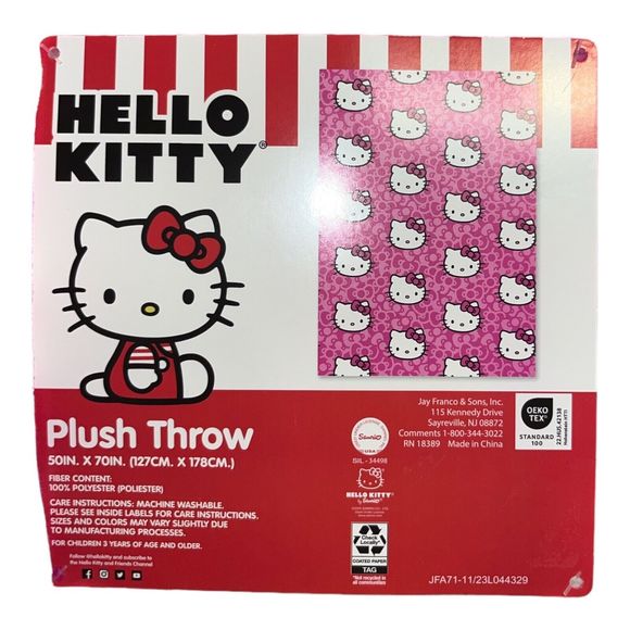 HELLO KITTY Hot Pink BOW BLANKET 50” X 70” Throw Soft Fleece Rare Find NWT - Picture 3 of 3
